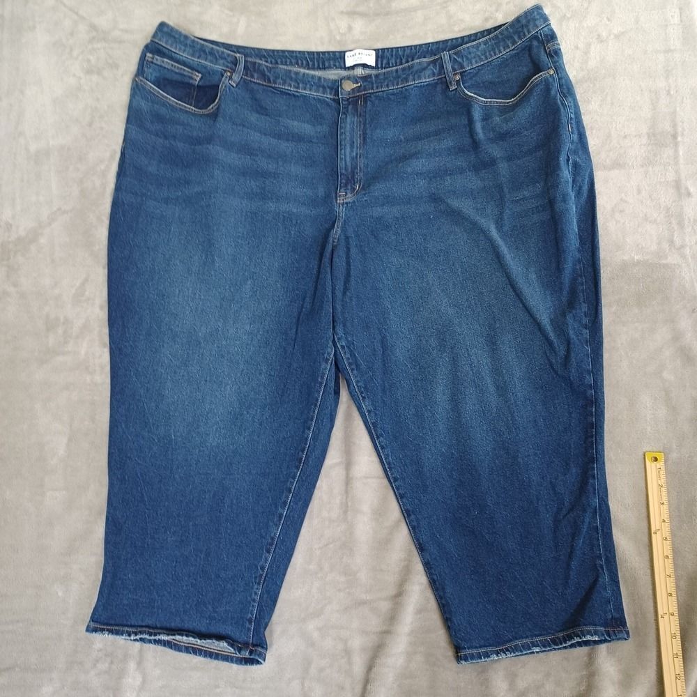 Lane Bryant Capri Jeans Plus Sz 34 Boyfriend Crop Relaxed Stretch Blue Dark Wash